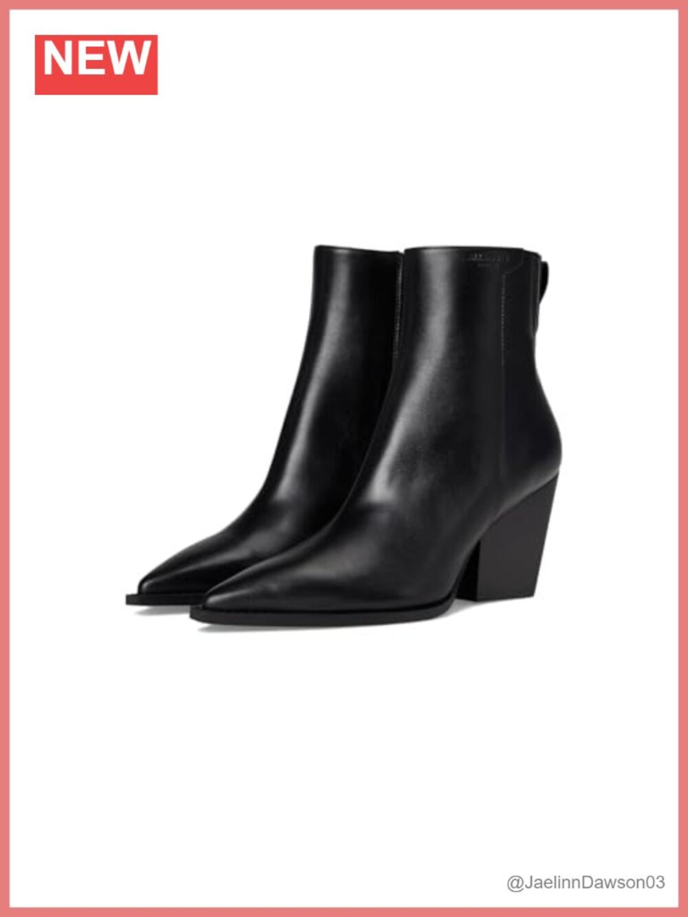 Leather Ankle Bootie with Block Heel & Pointed Toe